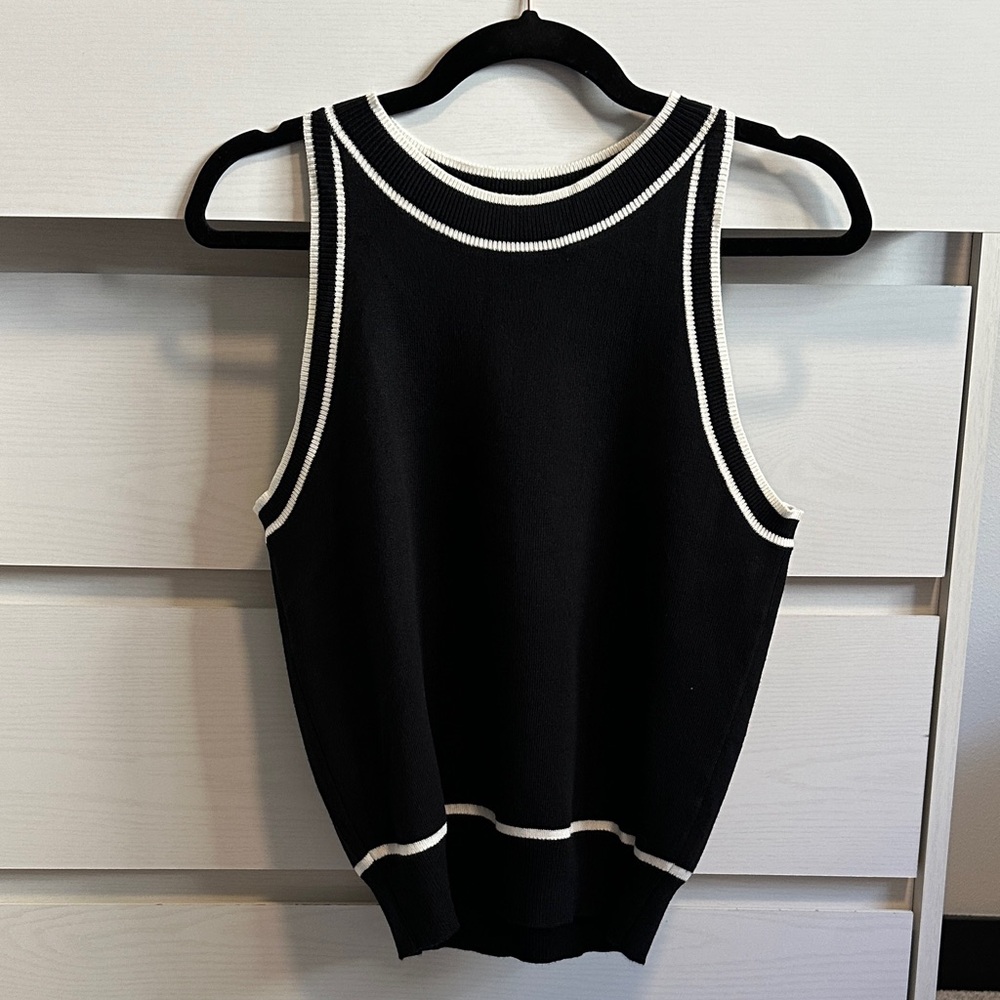 Blu Pepper Black Tank Top with White Accents